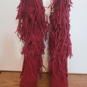 Womens size 6 / 37 red fringe boots